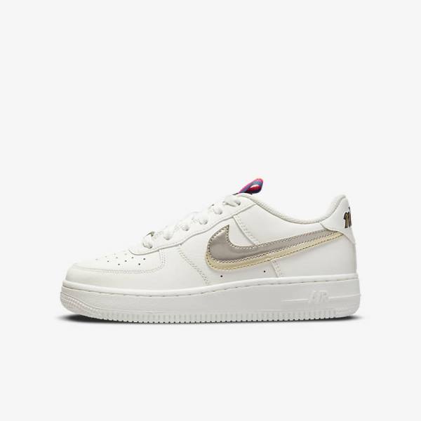 Nike Air Force 1 LV8 Older Otroci Superge Bela / Roza / Kovinski Modra Siva | NK853SVN