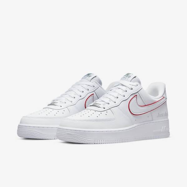 Nike Air Force 1 Moški Superge Bela / Zelena / Kovinski Srebrna / Rdeča | NK376GBY