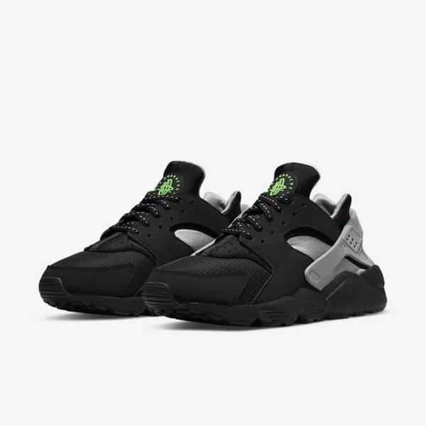 Nike Air Huarache Moški Superge Črna / Kovinski Srebrna / Srebrna / Zelena | NK297CQY