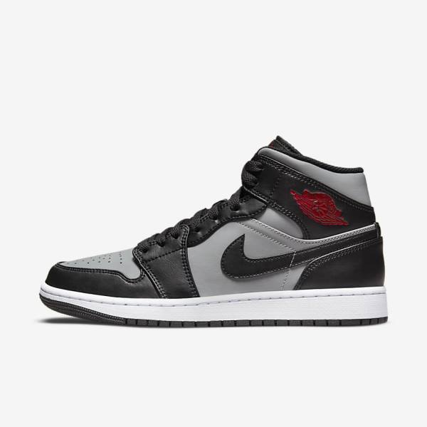 Nike Air Jordan 1 Mid Moški Superge Črna / Siva / Bela / Rdeča | NK975NFM