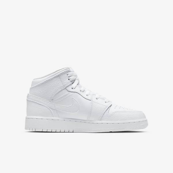 Nike Air Jordan 1 Mid Older Otroci Superge Bela | NK036BEY