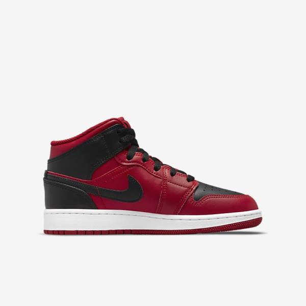 Nike Air Jordan 1 Mid Older Otroci Superge Rdeča / Bela / Črna | NK789GXC