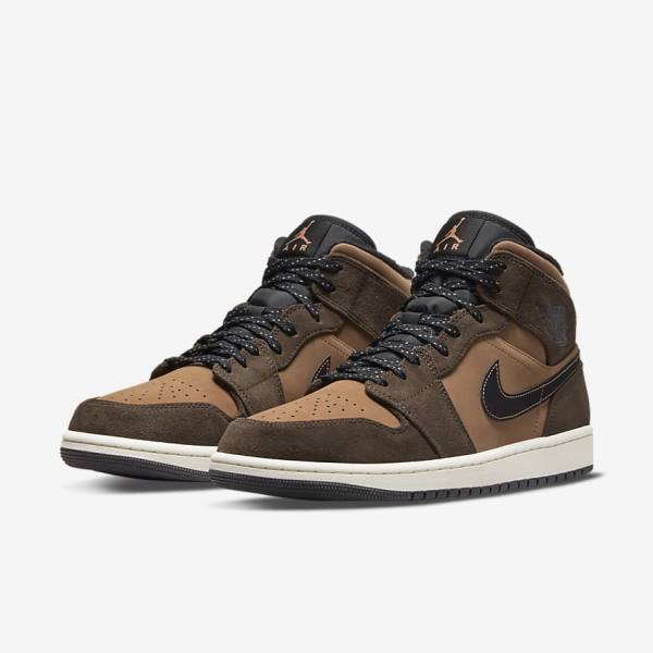 Nike Air Jordan 1 Mid SE Moški Superge Temno Čokolada / Rjav / Črna / Rdeča | NK374XIS