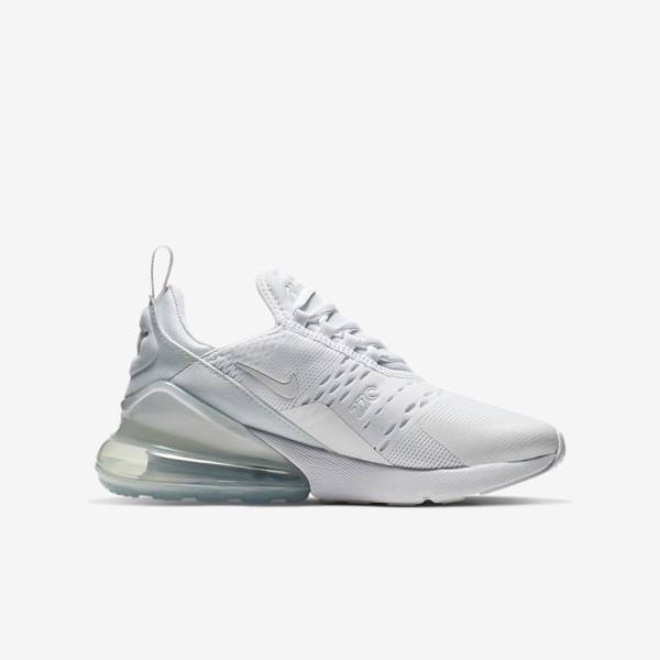 Nike Air Max 270 Older Otroci Superge Bela / Kovinski Srebrna / Bela | NK563TJS