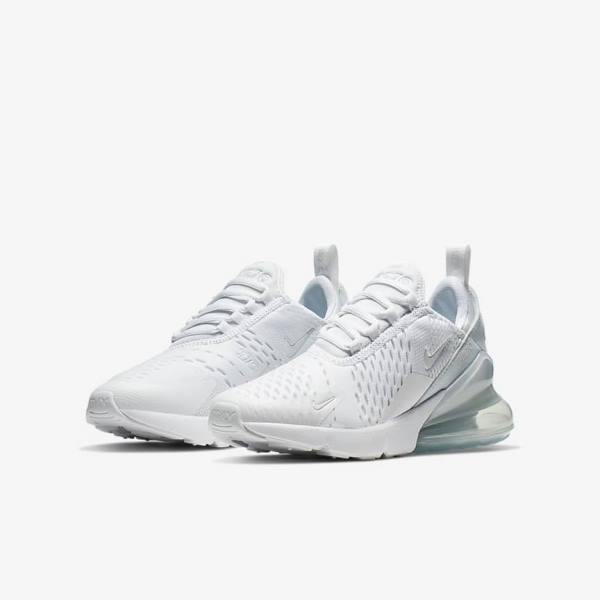 Nike Air Max 270 Older Otroci Superge Bela / Kovinski Srebrna / Bela | NK563TJS