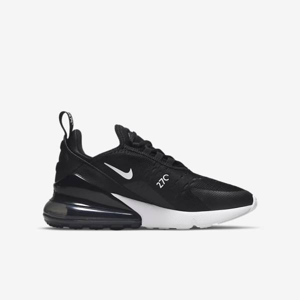 Nike Air Max 270 Older Otroci Superge Črna / Temno Siva / Bela | NK756ZBC