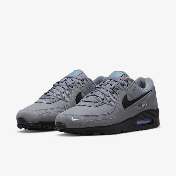 Nike Air Max 90 Moški Superge Siva / Svetloba Modra / Kovinski Srebrna / Črna | NK195QEK