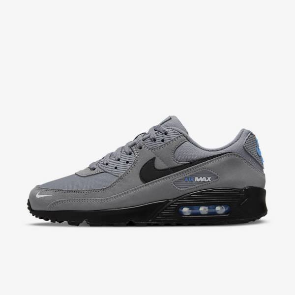 Nike Air Max 90 Moški Superge Siva / Svetloba Modra / Kovinski Srebrna / Črna | NK195QEK