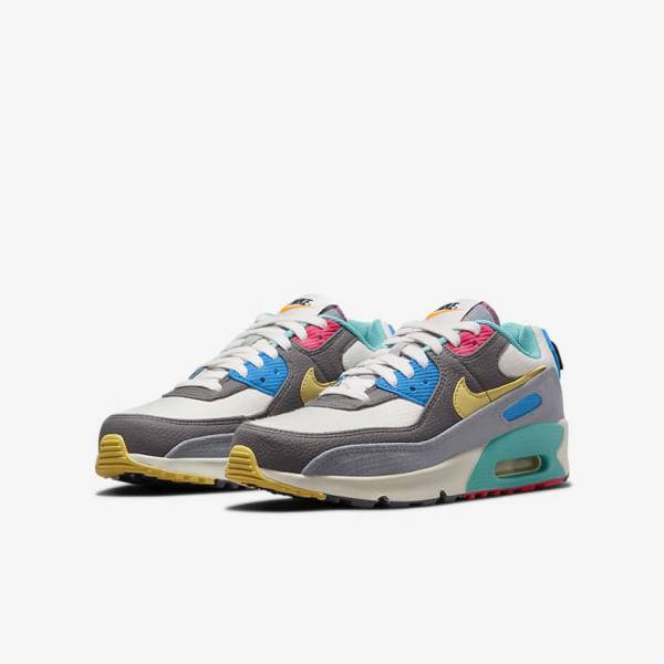 Nike Air Max 90 Older Otroci Superge Siva / Roza | NK397HLU