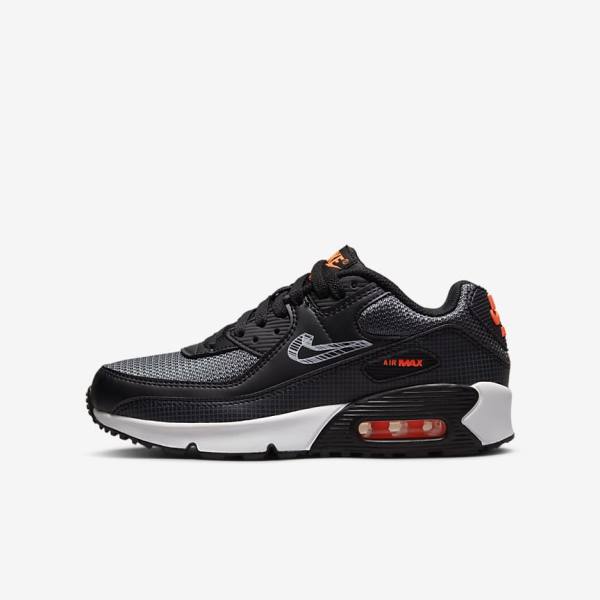 Nike Air Max 90 Older Otroci Superge Črna / Oranžna / Siva / Bela | NK105QJL