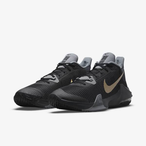 Nike Air Max Impact 3 Ženske Košarkaški Copati Črna / Siva / Temno Siva / Kovinski Zlato | NK973MCB