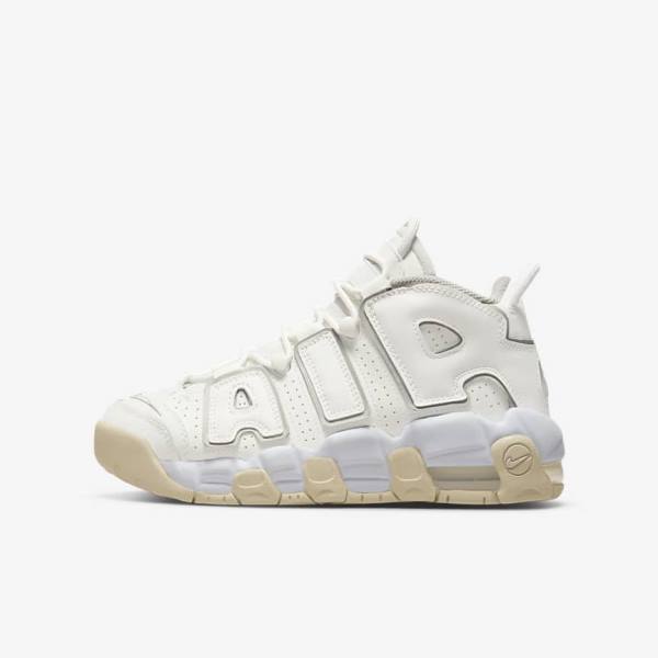 Nike Air More Uptempo Older Otroci Košarkaški Copati Bela / Rjav / Svetloba | NK958KZF