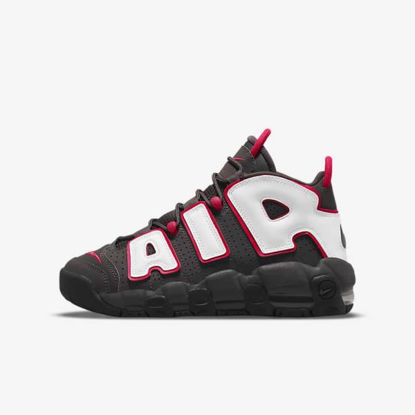 Nike Air More Uptempo Older Otroci Superge Siva / Črna / Rdeča / Bela | NK914NGD