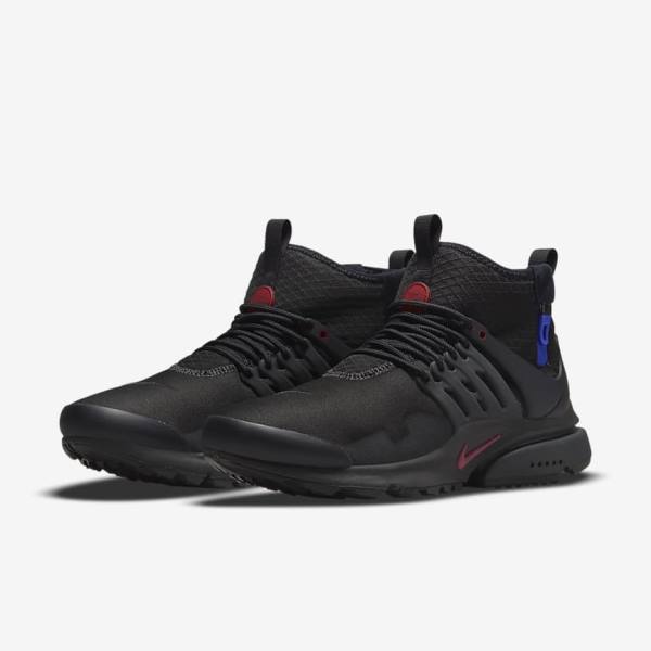 Nike Air Presto Mid Utility Moški Superge Črna / Temno Siva / Modra / Rdeča | NK753LWV