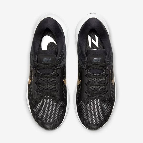 Nike Air Zoom Structure 24 Road Ženske Tekaški Čevlji Črna / Temno Siva / Kovinski Zlato | NK307VSY