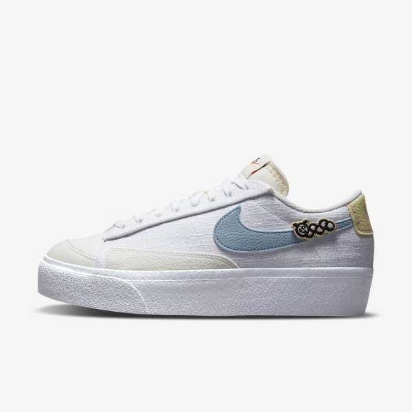 Nike Blazer Low Platform Next Nature Ženske Superge Bela / Roza / Bela / Modra | NK142GAM