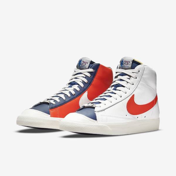 Nike Blazer Mid 77 EMB Moški Superge Bela / Modra / Oranžna | NK509EGK