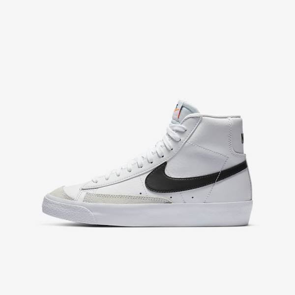 Nike Blazer Mid 77 Older Otroci Superge Bela / Oranžna / Črna | NK465MUG