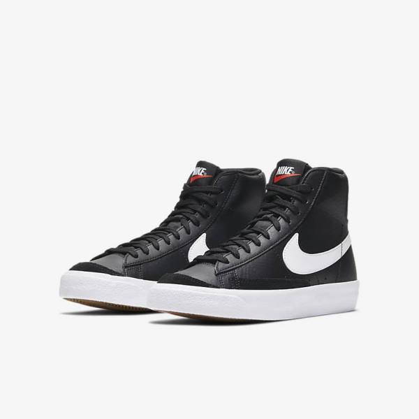 Nike Blazer Mid 77 Older Otroci Superge Črna / Bela / Oranžna | NK769HUL