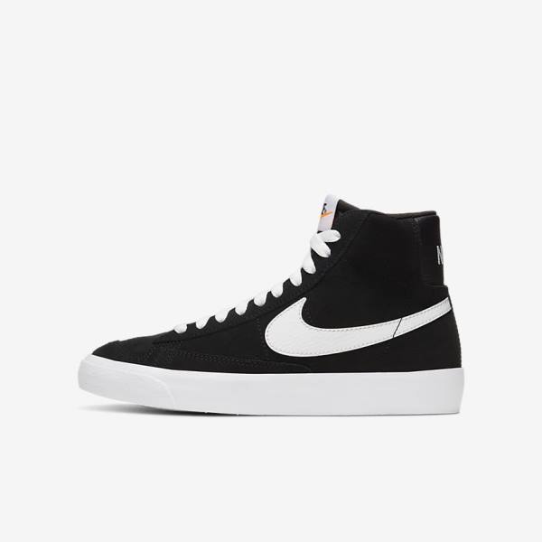 Nike Blazer Mid 77 Suede Older Otroci Superge Črna / Oranžna / Bela | NK615XMO