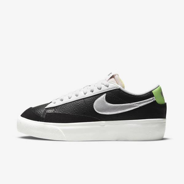 Nike Blazer Platform Ženske Superge Črna / Bela / Zelena / Kovinski Srebrna | NK301WNR