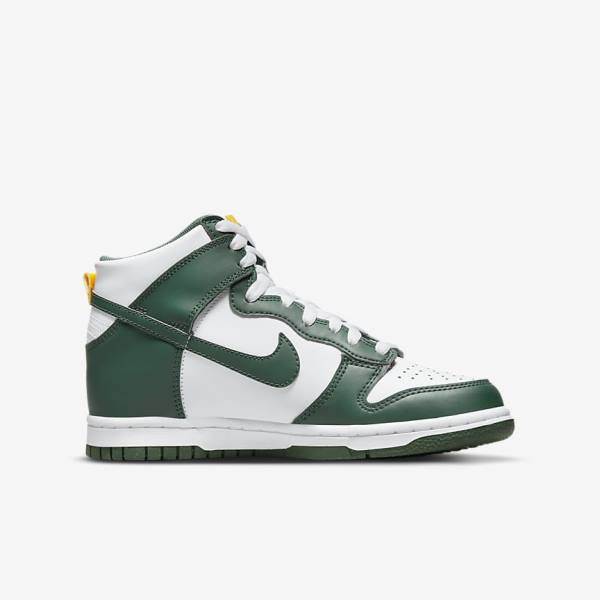 Nike Dunk High Older Otroci Košarkaški Copati Zelena / Zlato / Bela | NK672YSP