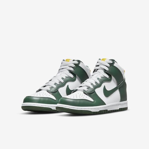 Nike Dunk High Older Otroci Košarkaški Copati Zelena / Zlato / Bela | NK672YSP