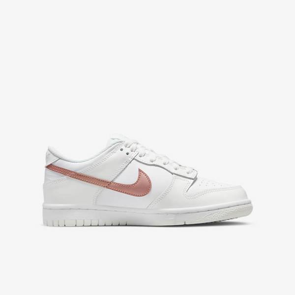 Nike Dunk Low Older Otroci Superge Bela / Kovinski Rdeča Rjav | NK256BJF