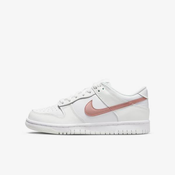 Nike Dunk Low Older Otroci Superge Bela / Kovinski Rdeča Rjav | NK256BJF