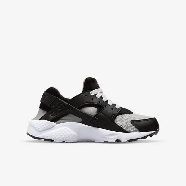 Nike Huarache Run Older Otroci Superge Črna / Siva / Bela / Rdeča | NK184DBR