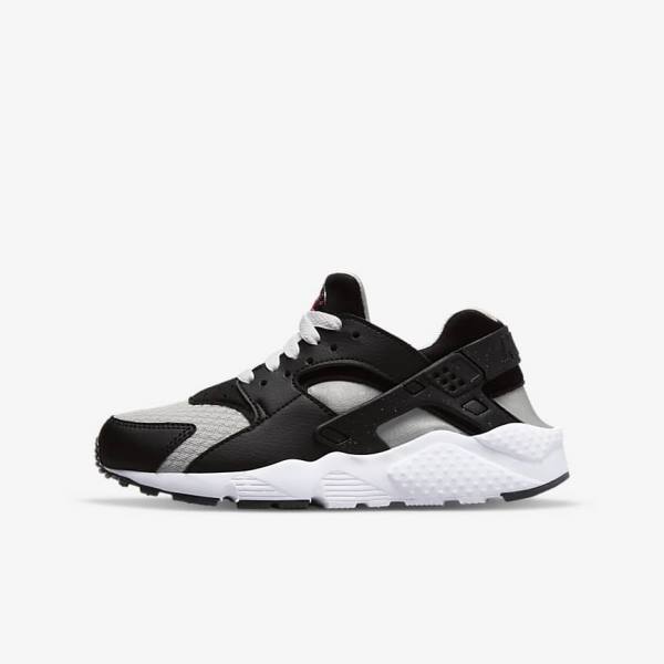 Nike Huarache Run Older Otroci Superge Črna / Siva / Bela / Rdeča | NK184DBR