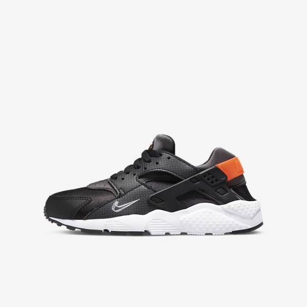 Nike Huarache Run Older Otroci Superge Črna / Oranžna / Siva / Bela | NK287JVZ