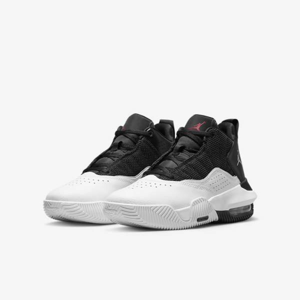 Nike Jordan Stay Loyal Older Otroci Jordan Čevlji Črna / Bela / Kovinski Srebrna / Rdeča | NK293SUE