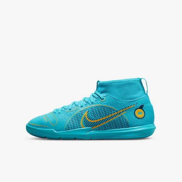 Nike Jr. Mercurial Superfly 8 Academy IC Younger and Older Indoor Court Otroci Nogometni Čevlji Modra / Oranžna | NK941QLE