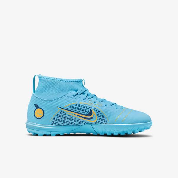 Nike Jr. Mercurial Superfly 8 Academy TF Older Turf Otroci Nogometni Čevlji Modra / Oranžna | NK571SEI