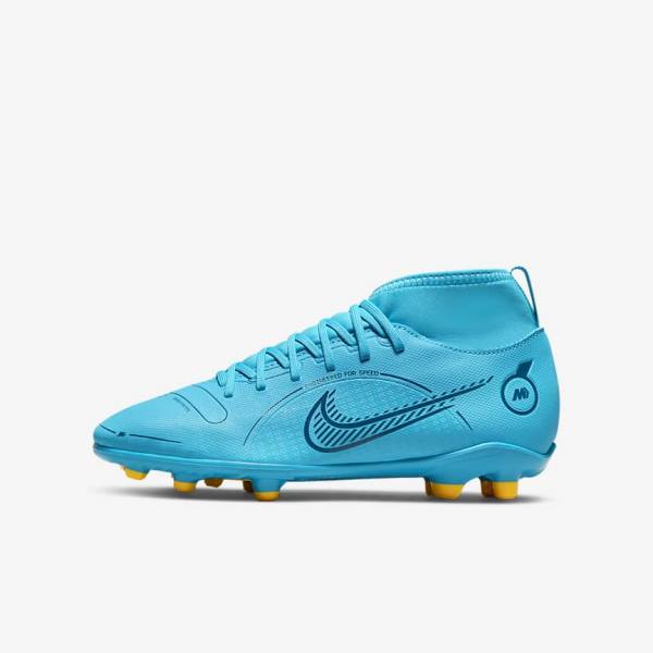 Nike Jr. Mercurial Superfly 8 Club MG Older Multi-Ground Otroci Nogometni Čevlji Modra / Oranžna | NK841ZUG