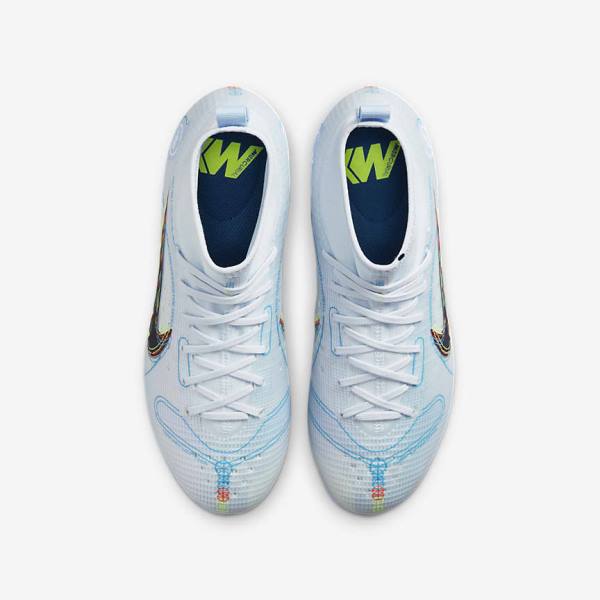 Nike Jr. Mercurial Superfly 8 Pro FG Younger and Older Firm-Grounds Otroci Nogometni Čevlji Siva / Svetloba Modra | NK047LJR