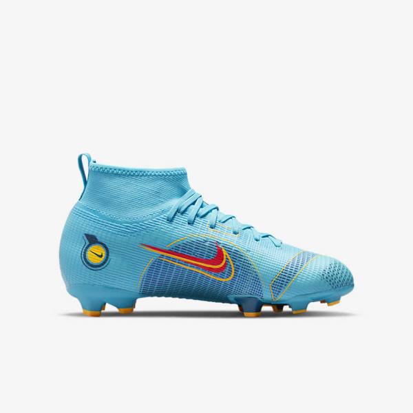 Nike Jr. Mercurial Superfly 8 Pro FG Younger and Older Firm-Grounds Otroci Nogometni Čevlji Modra / Oranžna | NK365IPL