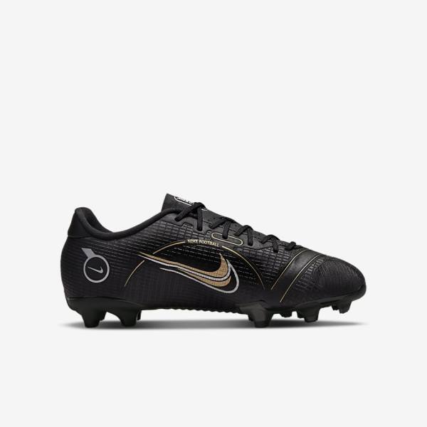 Nike Jr. Mercurial Vapor 14 Academy MG Older Multi-Ground Otroci Nogometni Čevlji Črna / Kovinski Srebrna / Siva / Kovinski Zlato | NK827HBV