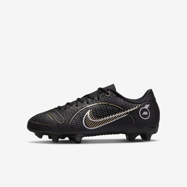 Nike Jr. Mercurial Vapor 14 Academy MG Older Multi-Ground Otroci Nogometni Čevlji Črna / Kovinski Srebrna / Siva / Kovinski Zlato | NK827HBV