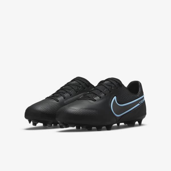 Nike Jr. Tiempo Legend 9 Pro FG Older Firm-Ground Otroci Nogometni Čevlji Črna / Siva | NK980ORY