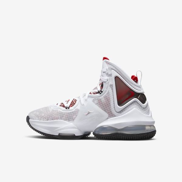 Nike LeBron 19 Older Otroci Košarkaški Copati Bela / Črna / Rdeča | NK450EUF