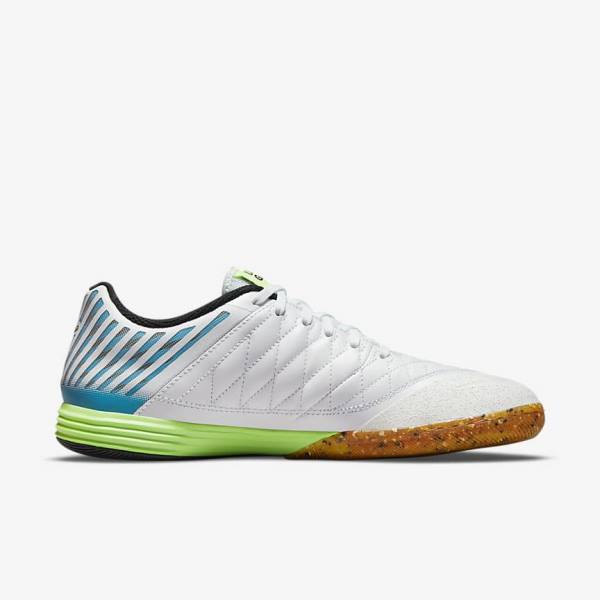 Nike Lunar Gato II IC Indoor Court Moški Nogometni Čevlji Bela / Svetloba Modra / Črna / Črna | NK324NFL