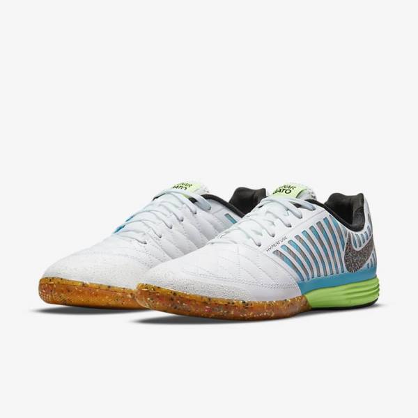 Nike Lunar Gato II IC Indoor Court Moški Nogometni Čevlji Bela / Svetloba Modra / Črna / Črna | NK324NFL