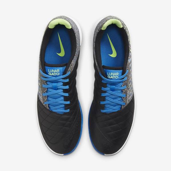 Nike Lunar Gato II IC Indoor Court Moški Nogometni Čevlji Črna / Svetloba Modra / Svetloba Zelena | NK630WFI