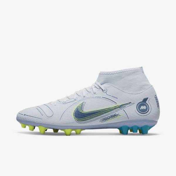 Nike Mercurial Superfly 8 Academy AG Artificial-Grass Ženske Nogometni Čevlji Siva / Svetloba Modra / Temno Modra | NK637FHB