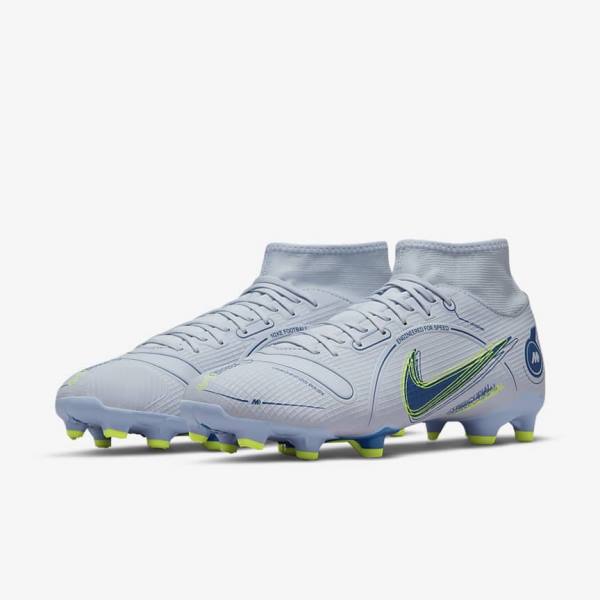 Nike Mercurial Superfly 8 Academy MG Multi-Grounds Ženske Nogometni Čevlji Siva / Svetloba Modra / Temno Modra | NK582JHF