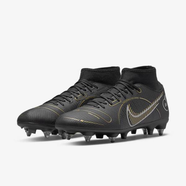 Nike Mercurial Superfly 8 Academy SG-PRO Anti-Clog Traction Soft-Grounds Ženske Nogometni Čevlji Črna / Kovinski Srebrna / Siva / Kovinski Zlato | NK124TOS