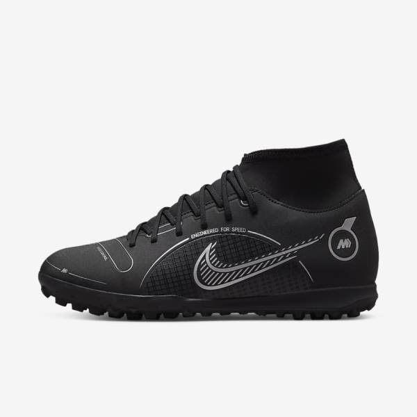 Nike Mercurial Superfly 8 Club TF Turf Moški Nogometni Čevlji Črna / Siva / Kovinski Srebrna | NK392GVS