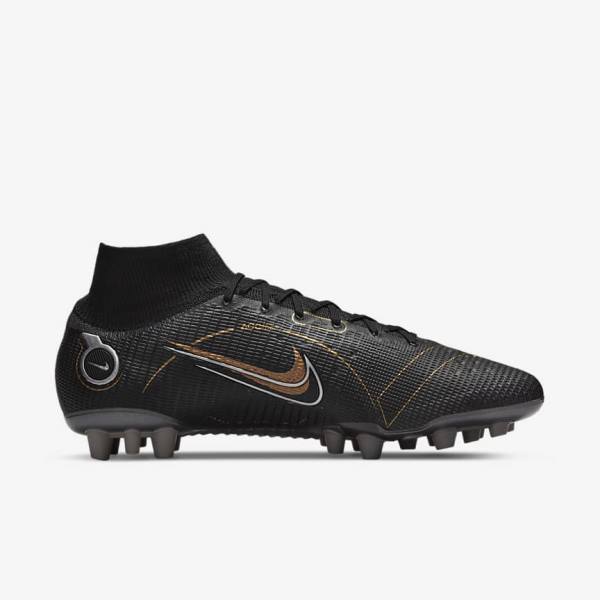 Nike Mercurial Superfly 8 Elite AG Artificial-Grasss Ženske Nogometni Čevlji Črna / Kovinski Srebrna / Siva / Kovinski Zlato | NK610ONW